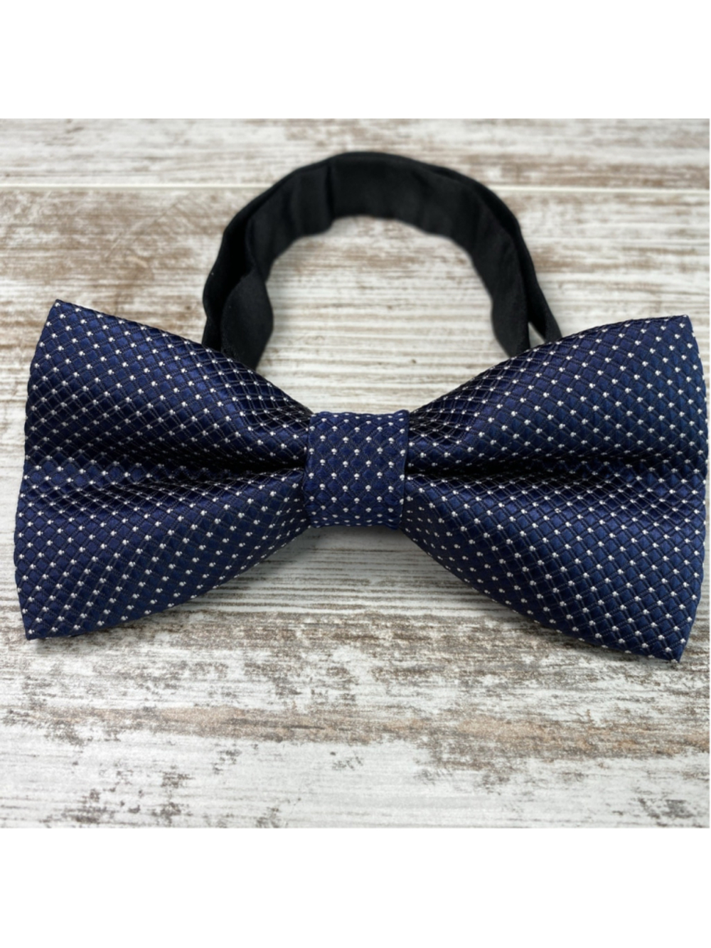 Mens Navy Blue Bow Tie Geometric Diamond Pattern Pre Tied Adjustable Formal